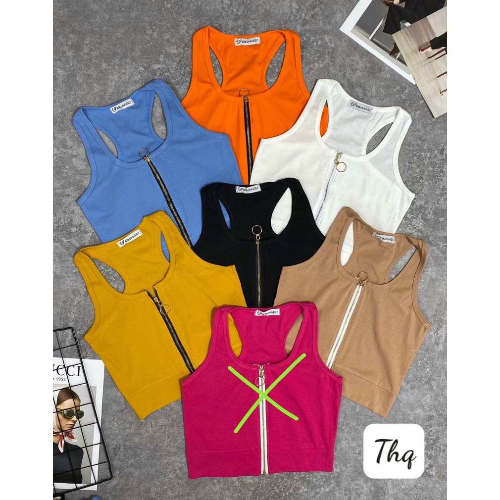 Áo ba lỗ khóa croptop