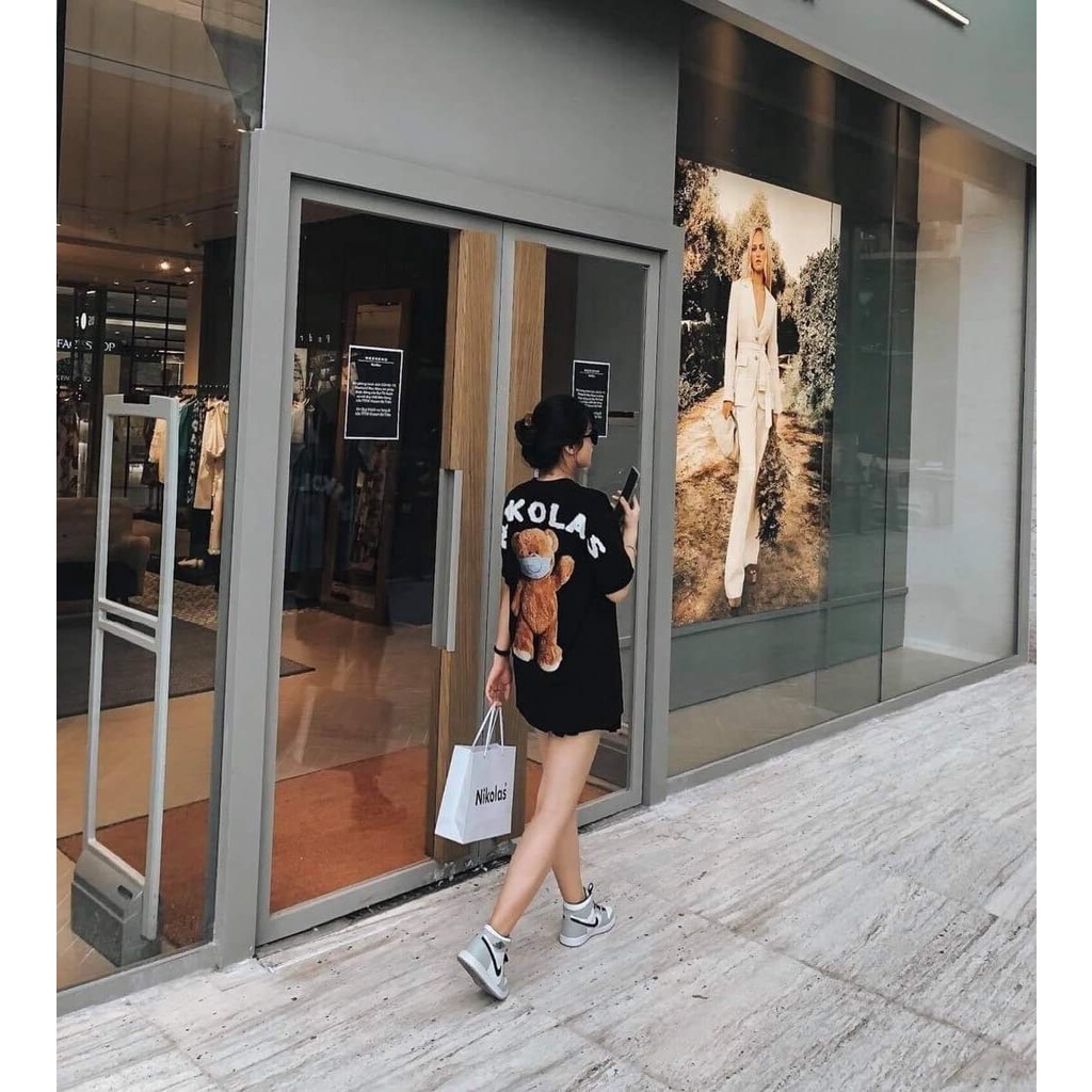 Áo thun tay lỡ Teddy mask MSW Town ,áo phông cotton T shirt nam nữ unisex