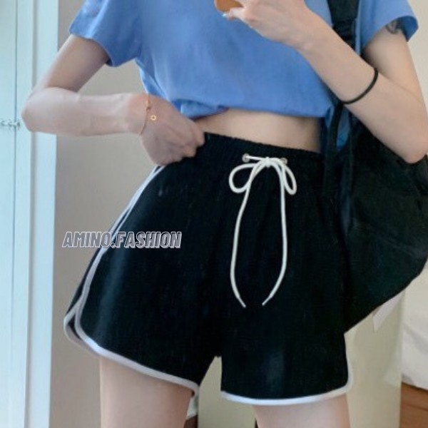 Quần đùi nữ phối túi sọc chạy viền mặc nhà, tập GYM chất thun cotton mặc mát, thoải mái | BigBuy360 - bigbuy360.vn