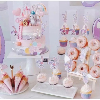 Topper giấy trang trí bánh, tiệc - Thỏ tím