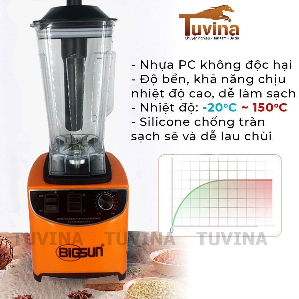 Máy Xay Sinh Tố Công Nghiệp Bigsun 1500W 2 Lít BM-3000 - Xay Nhiễn Được Đá Bi - Hàng Chính Hãng (Bảo Hành 12 Tháng)