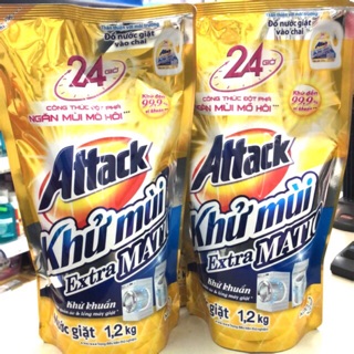 Túi nước giặt khử mùi Attack Extra MATIC Vàng 1200g - Mẫu mới