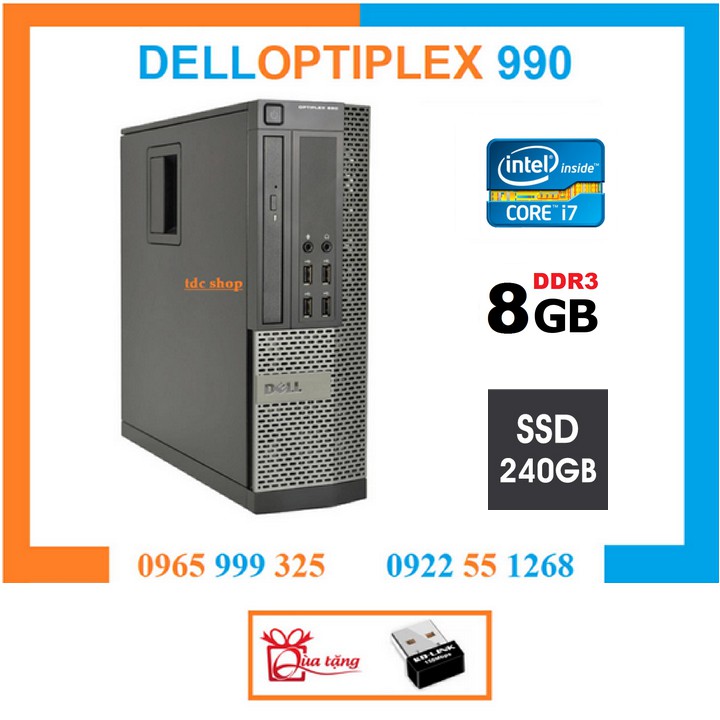 Case máy tính để bàn Dell optiplex 790 CPU INTEL CORE I7, RAM 8GB, SSD 240GB. Bảo hành 24 tháng.Tặng kèm usb thu wifi. | BigBuy360 - bigbuy360.vn