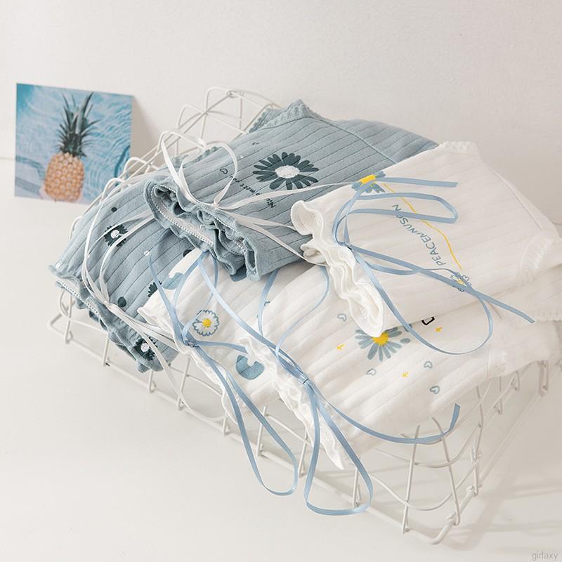 Quần Lót Cotton Lưng Vừa In Họa Tiết Hoa Cúc Xinh Xắn Kiểu Hàn Quốc