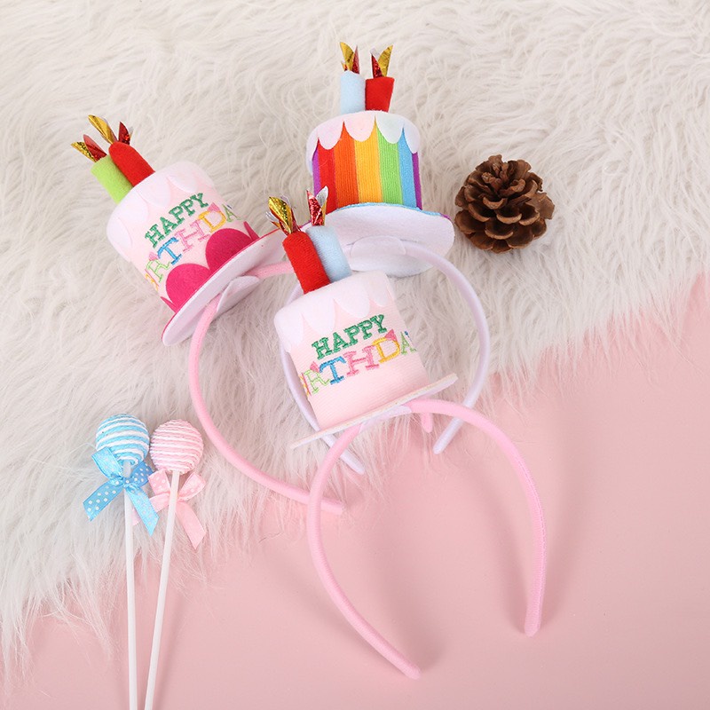 CC66 Cài tóc băng đô bờm tóc bánh sinh nhật HAPPY BIRTHDAY sinh nhật