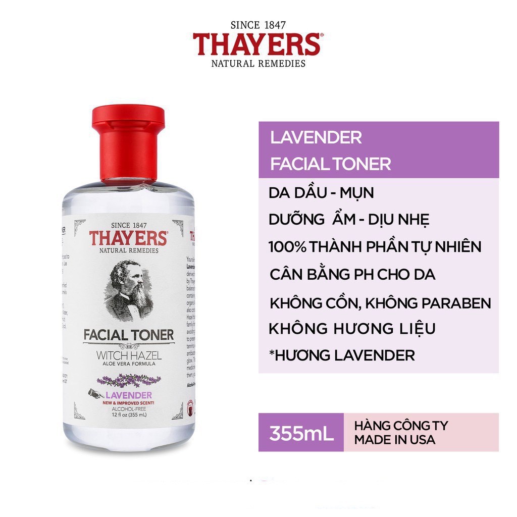 Nước hoa hồng Toner Thayers Alcohol Free Witch Hazel 355ml - Thayer Không Cồn