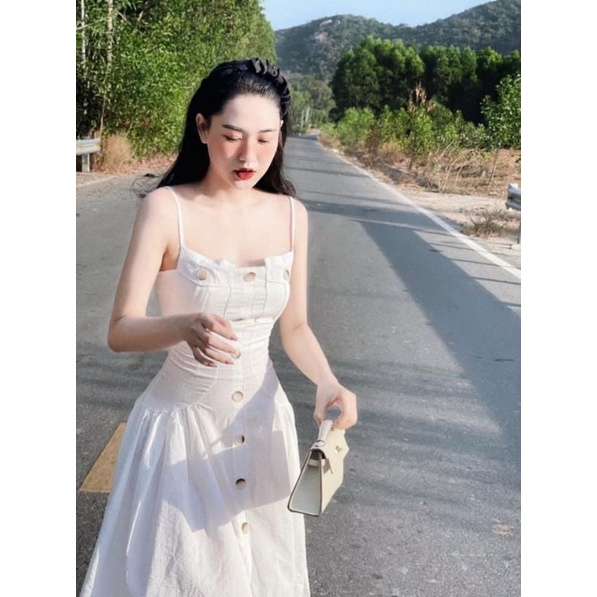Đầm Maxi 2 Dây Nhún Eo Túi Lắp