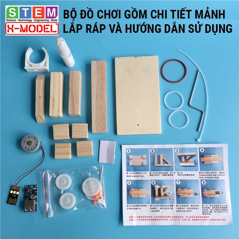 Đồ chơi thông minh, sáng tạo STEM  máy phát điện gỗ mini quay tay X-MODEL ST62 cho bé, Đô chơi trẻ em DIY| Giáo dục STEM