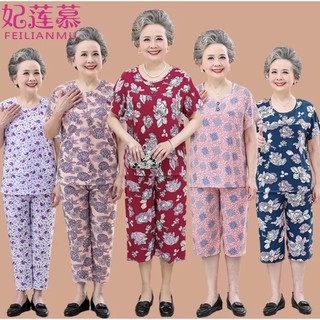 Bộ thun, lanh quần lửng áo chui đầu cho nữ trung niên
