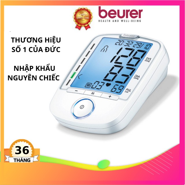 Máy đo huyết áp bắp tay tự động Beurer BM47, máy đo huyết áp đức, hẹn giờ đo, lưu kết quả 4 người