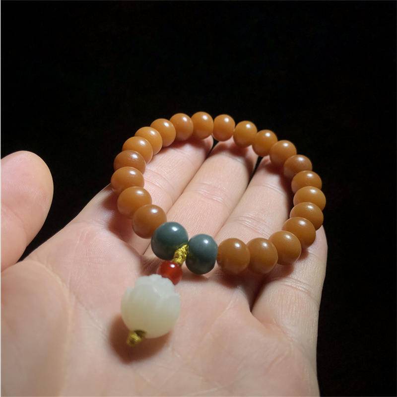 Vòng Đeo Tay Bồ Đề Màu Vàng Dầu Gà Rễ Bồ Đề Hoa Sen Vòng Tròn Đơn Thủ Công Giảm Căng Thẳng Thời Tiết Sáng Tạo