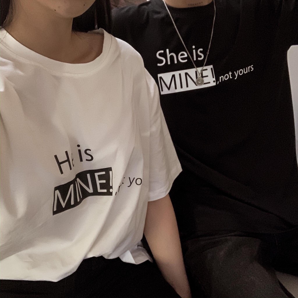 Áo thun tay ngắn 70/11 unisex size M L - He is Mine / She is Mine, not yours