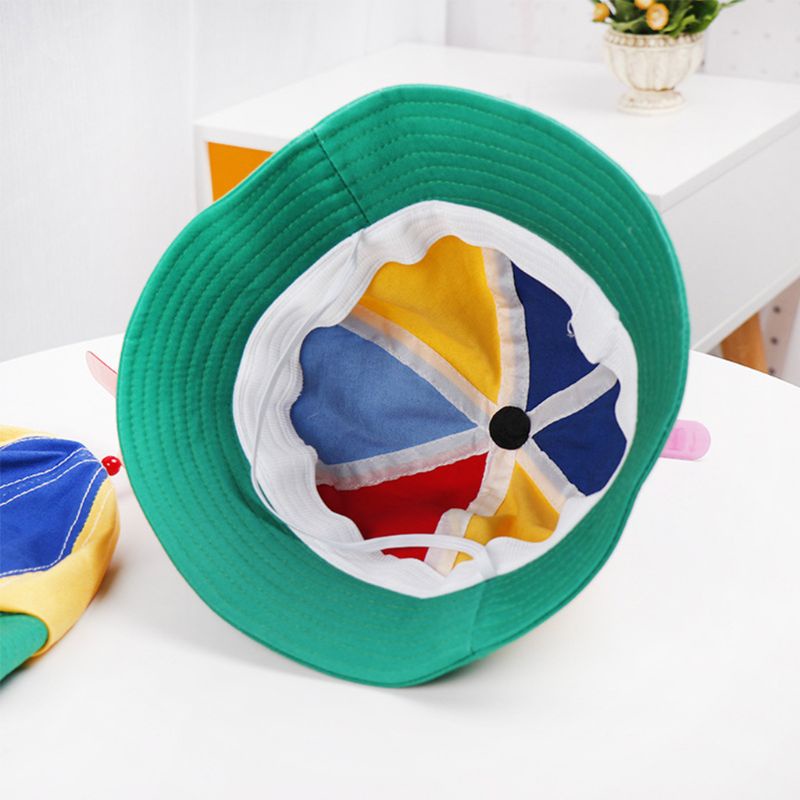 Mũ tai bèo gắn cánh quạt máy bay bằng cotton màu sắc xinh xắn cho bé