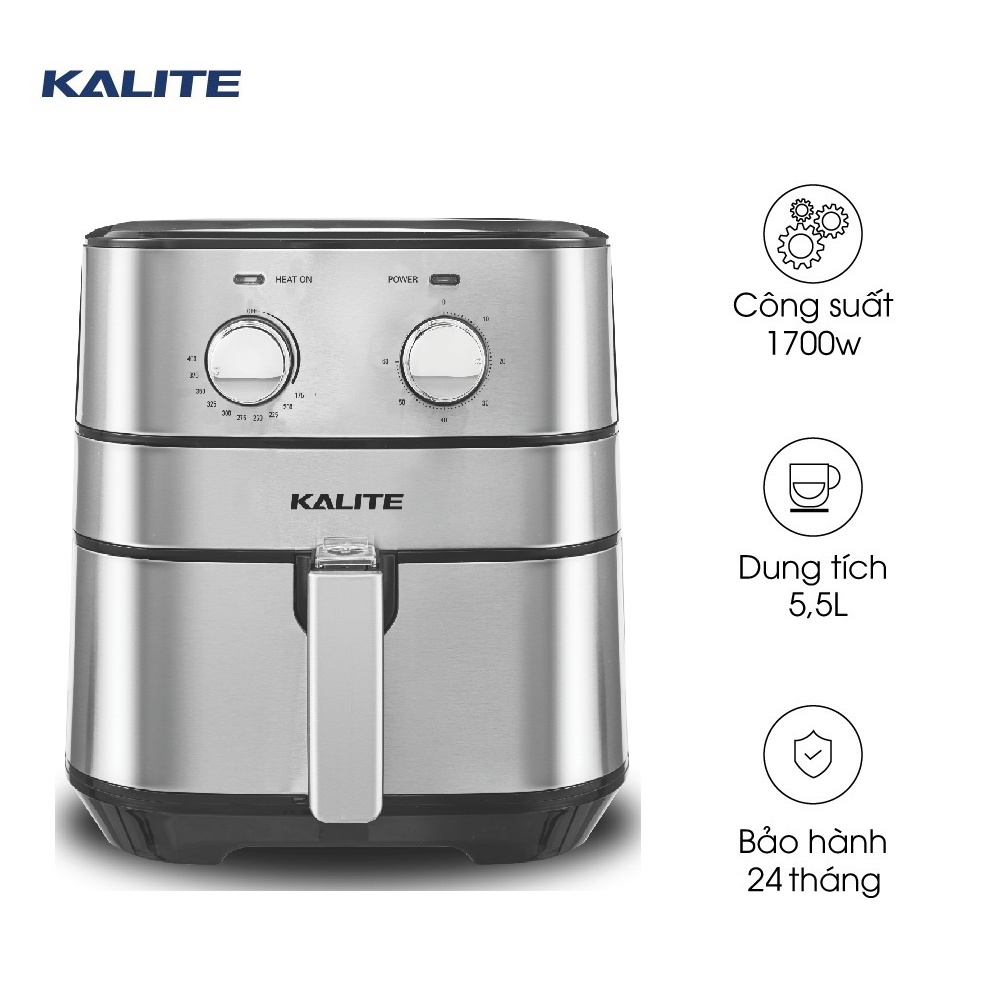 Nồi chiên không dầu lò nướng mini làm bánh quay thịt KALITE Q5, công suất 1700W, dung tích 5,5L, hàng chính hãng