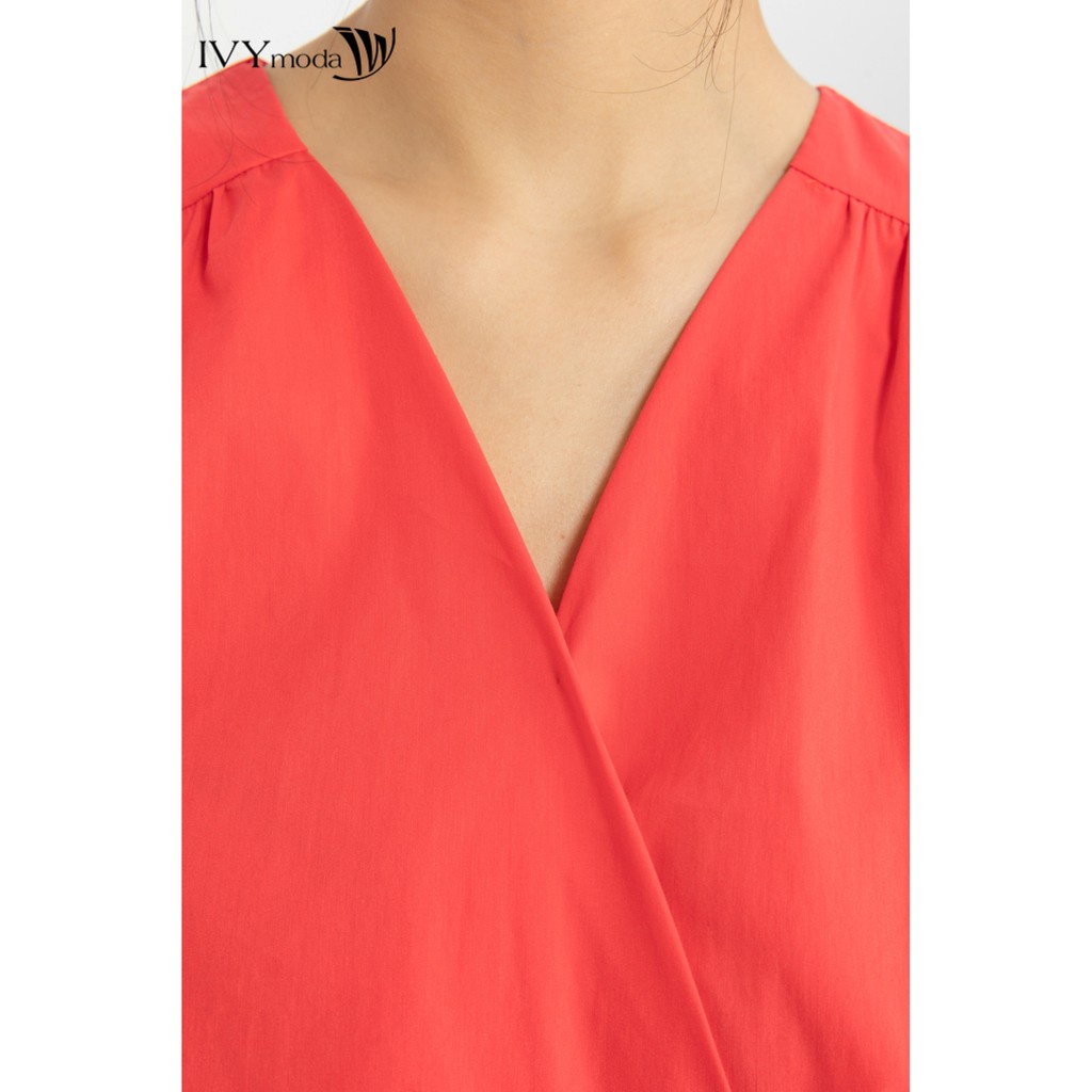 Áo croptop nữ thắt nơ IVY moda MS 15B8610
