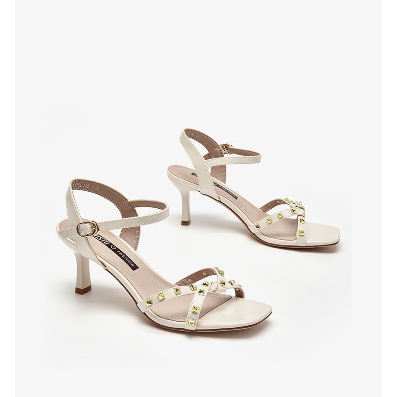 Sandal quai chéo Dusto, da bóng, gót nhọn cao 7cm