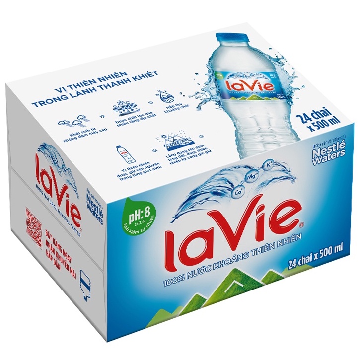 Thùng 24 chai nước khoáng La Vie 500ml