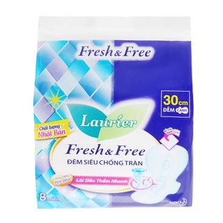 Băng Vệ Sinh Laurier Fresh & Free ban đêm 30cm 8 Miếng