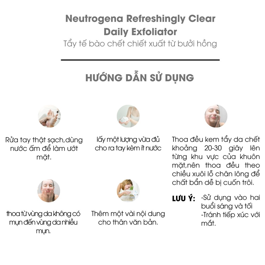 Sữa rửa mặt sạch mụn dành cho da dầu Neutrogena Refreshingly Clear Daily Exfoliator  không dầu ,150ml | BigBuy360 - bigbuy360.vn