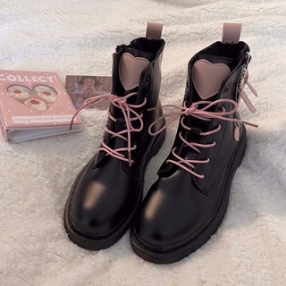 [ORDER] GIÀY BOOT CỔ CAO HÌNH TIM DÂY HỒNG