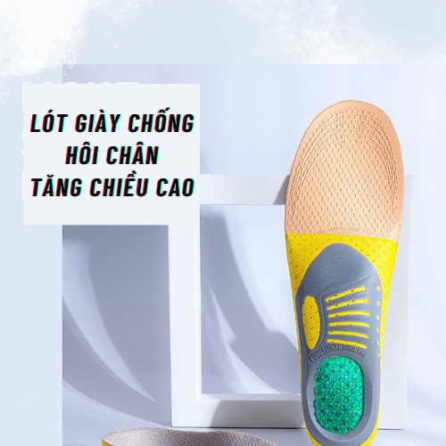 Lót Giày Tăng Chiều Cao, Lót Giày Thể Thao Chống Hôi Chân Khử Mùi Thoáng Khí Thông Minh Cho Nam Nữ