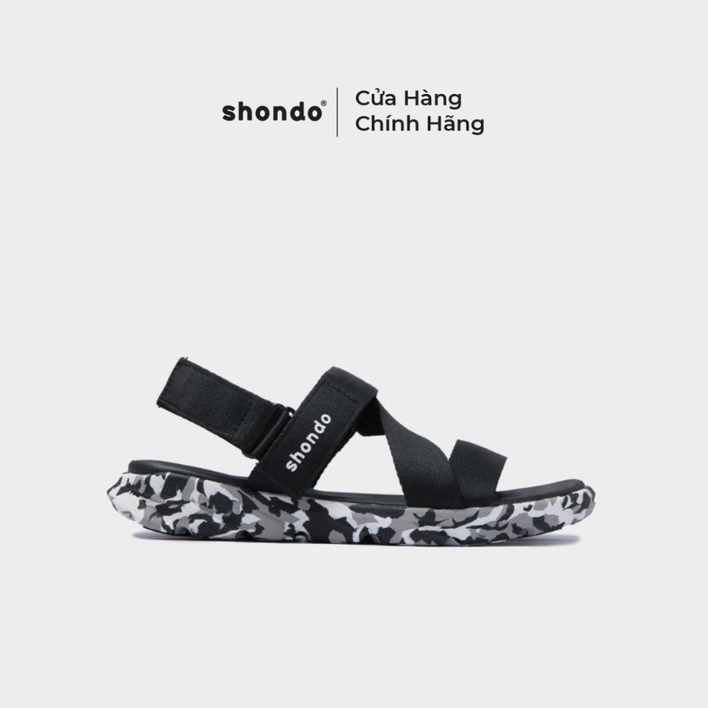 Giày sandal Shondo nam nữ F6 sport camo đen full F6S501