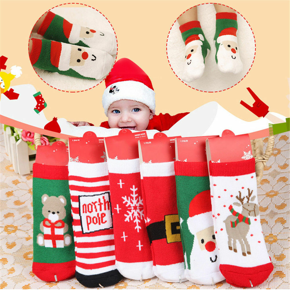 Vớ Cotton Họa Tiết Giáng Sinh Đáng Yêu Cho Bé Gái