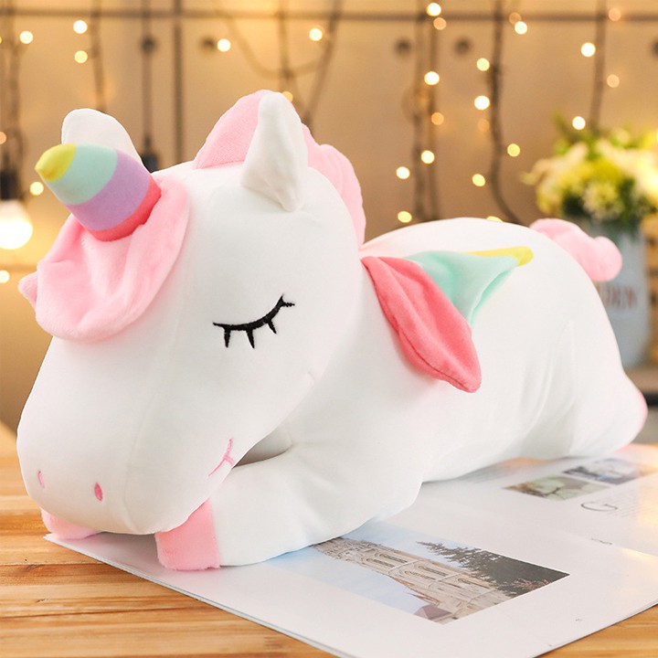 Gấu bông hình kỳ lân màu hồng đáng yêu thú nhồi bông unicorn ngựa 1 sừng làm quà tặng siêu cưng (50cm)