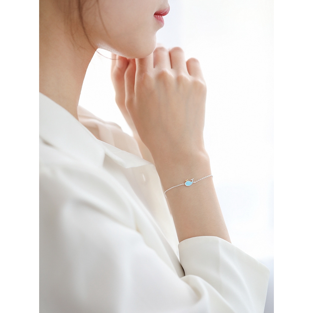 Silver Plated Whale Necklace + Earrings + Bracelet Set S925