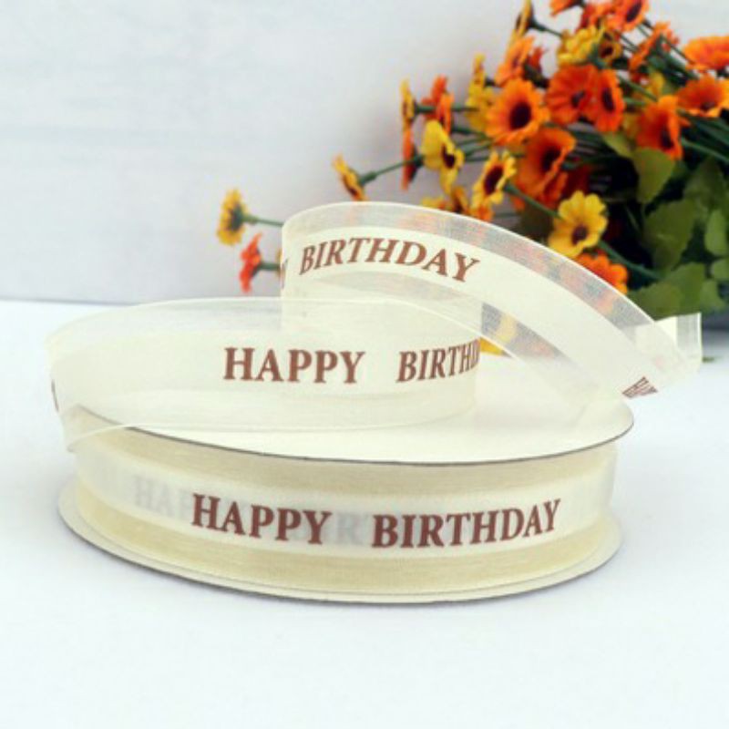 Ruy băng HPBD trang trí bánh kem, phụ kiện trang trí sinh nhật