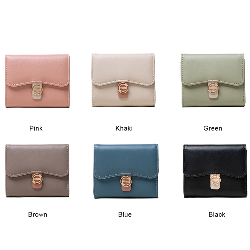 Ví Da Pu Dáng Ngắn Đựng Thẻ Thiết Kế Xinh Xắn Cho Nữ