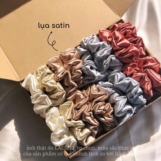 Cột tóc vải LACIBEL scrunchies, dây buộc tóc lụa cao cấp cỡ lớn