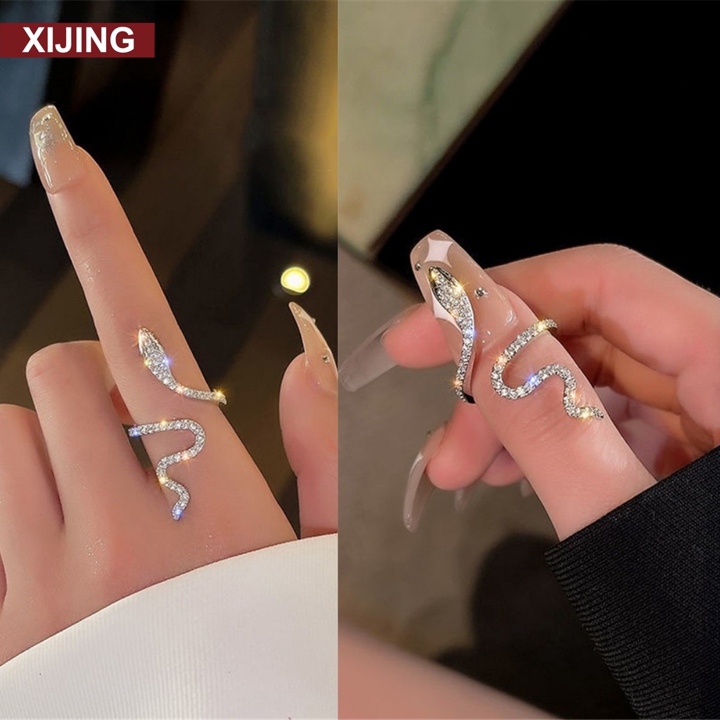 Nhẫn hở đính đá toàn bộ hình rắn thời trang cho nữ