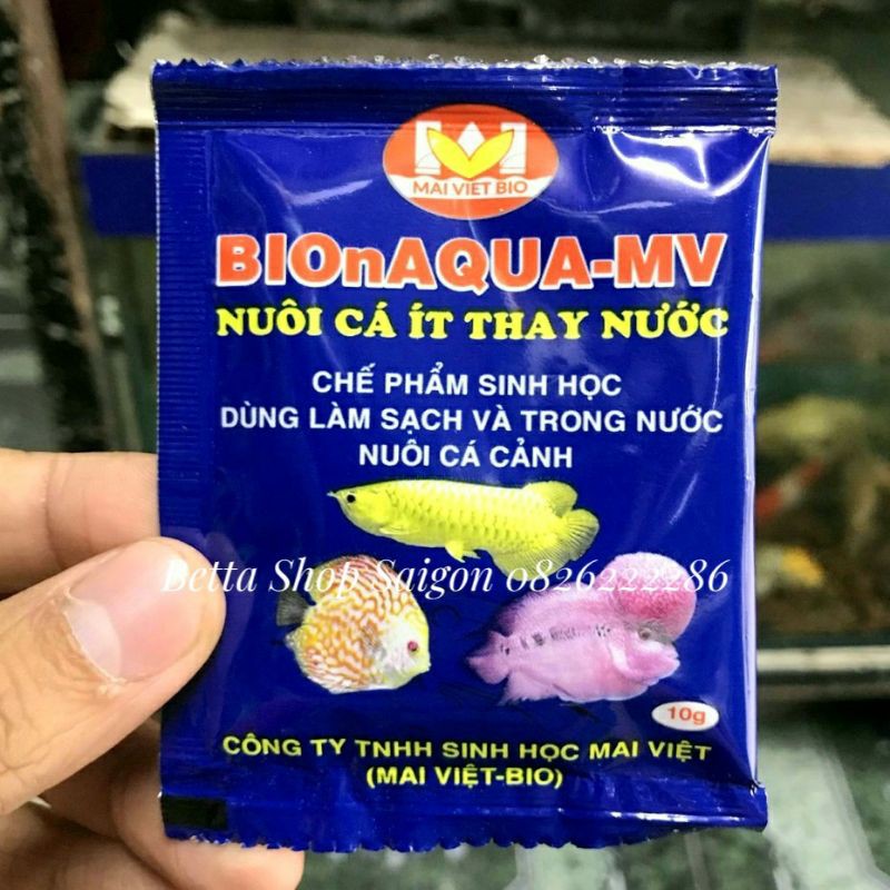 Men vi sinh Mai Việt BIOnAQUA-MV (gói 10g) - Chế phẩm sinh học làm sạch và trong nước nuôi hồ cá cảnh