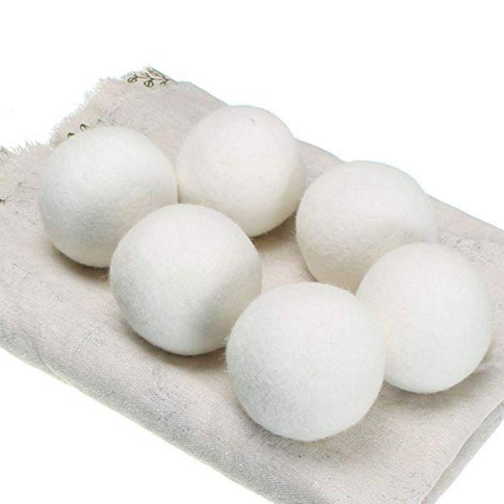 Set 6 Quả Bóng Sấy Khô Quần Áo Bằng Len Nguyên Chất Dày Dặn Kèm Túi Đựng Tiện Lợi