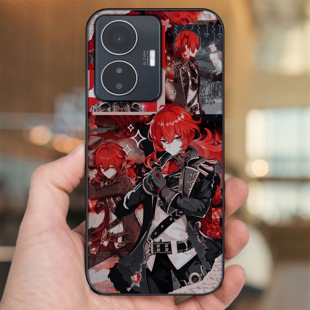 Ốp lưng Vivo Y55 2022 viền đen in hình Diluc Genshin Impact