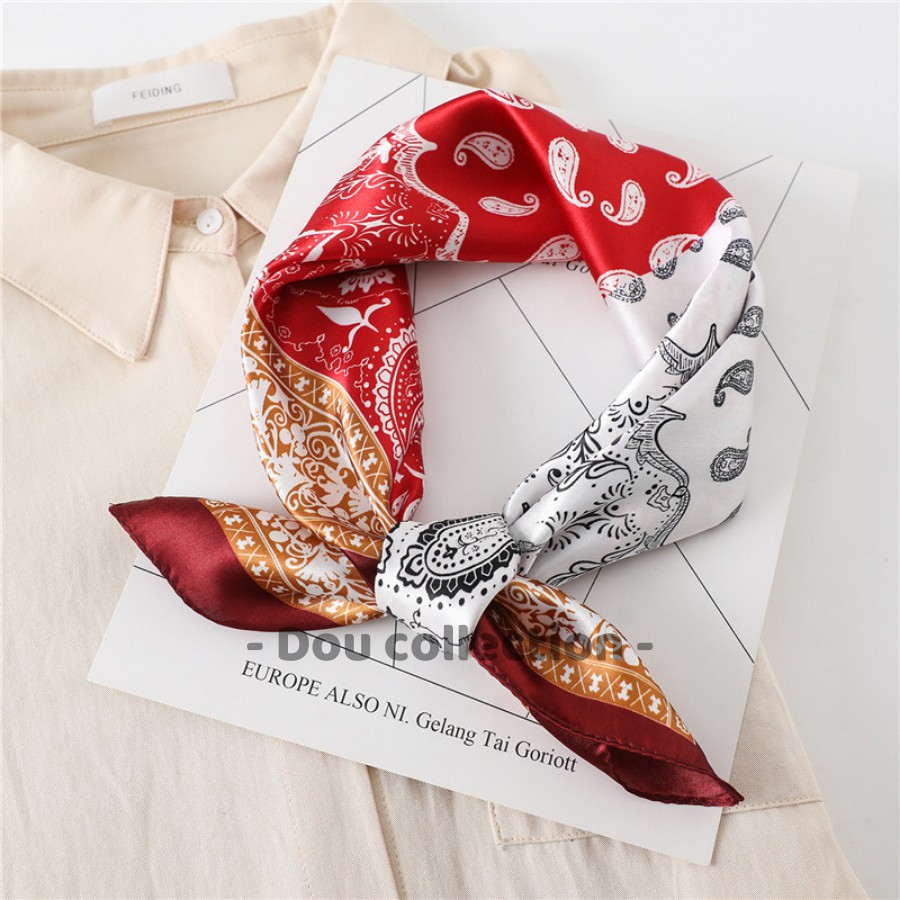 [NowShip2h] Khăn Turban Bandana  EXO Cao Cấp Họa Tiết Tế Bào Hai Màu Chất Lụa Satin - 60x60cm - Mã B009