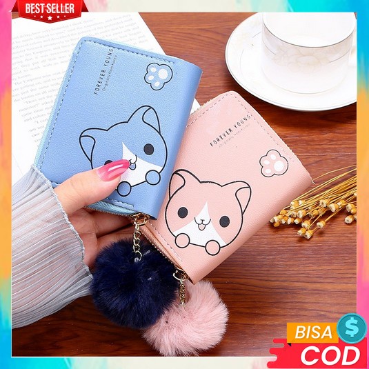 Ví Nữ In Hình Mèo Con Dễ Thương Kích Thước 10X10 D28