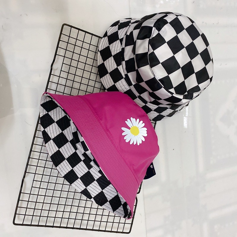 NÓN VÀNH CỤP PHẢN QUANG - HOA CÚC CARO ĐỘI 2 MẶT