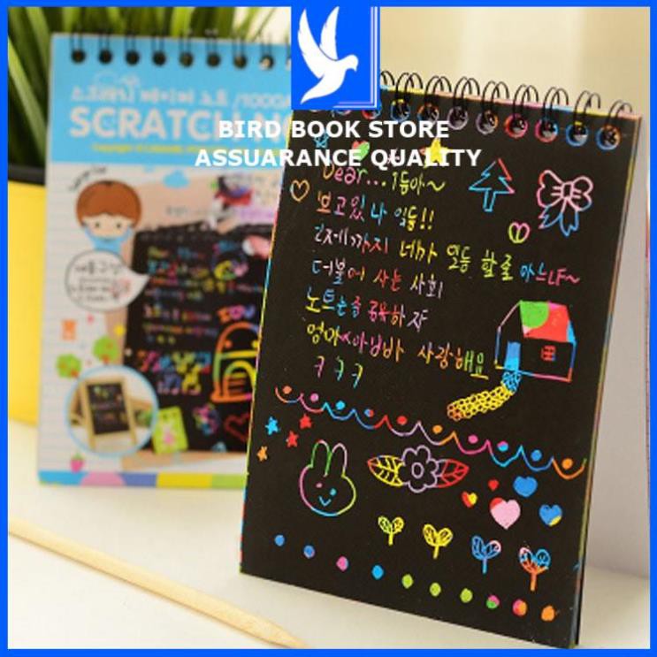 Note Ảnh Grafiti Scratch 💕𝑭𝒓𝒆𝒆𝒔𝒉𝒊𝒑💕 bảng viết nhiều màu Bird Book