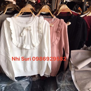 Áo len bèo nơ Quảng Châu cao cấp