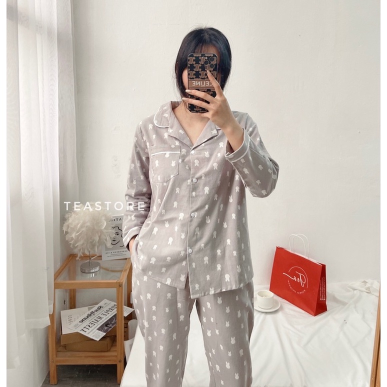 Bộ mặc nhà chất thô dạ Tea Store  họa tiết dễ thương | BigBuy360 - bigbuy360.vn