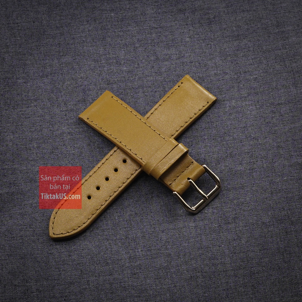 Dây đồng hồ nam da bò thật 100% khóa vàng hồng, Size từ 18mm đến 24mm
