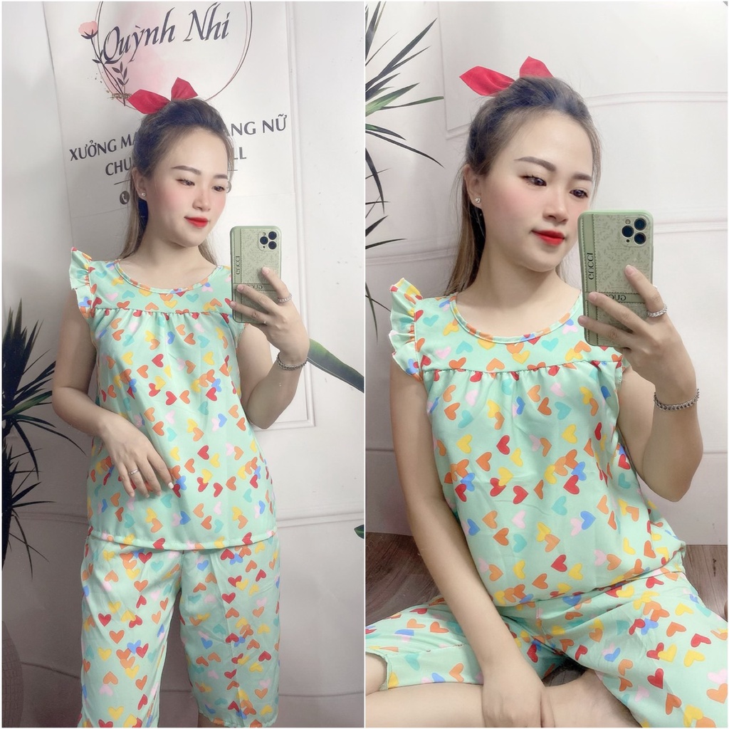 Đồ bộ nữ chất lụa mềm mịn áo tay cánh tiên quần lửng ảnh thật - LUA32