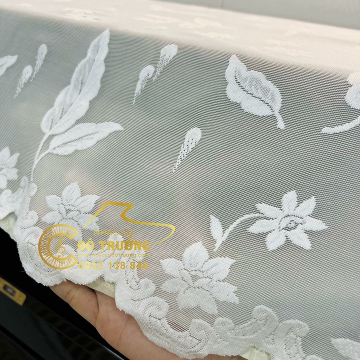 Khăn phủ đàn Piano ren trắng họa tiết chiếc lá đẹp tinh tế