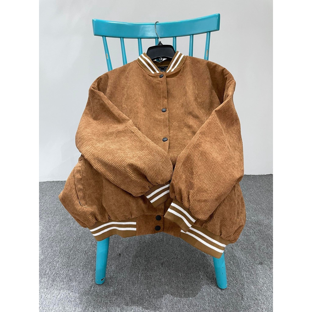Áo Bomber Varsity Jacket Unisex Form Rộng Nhung Tăm 2 Lớp Đủ Màu
