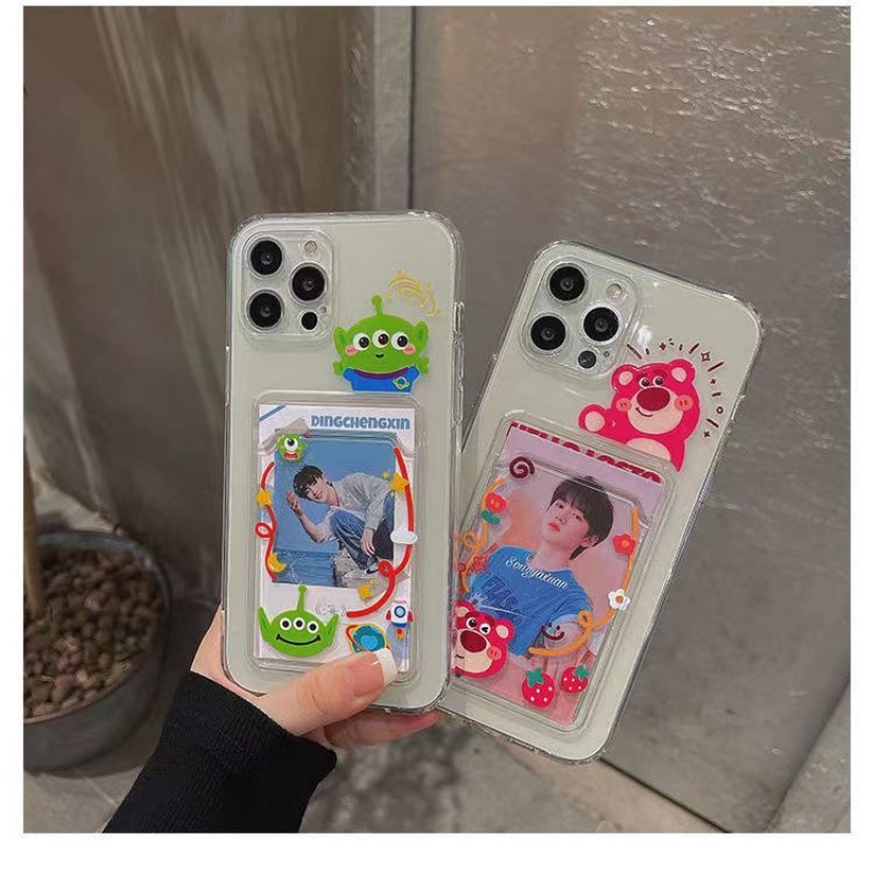 Ốp Điện Thoại Mềm Dạng Ví Chống Sốc Hình Ba Mắt Gấu / Dâu Tây Dễ Thương Cho iPhone 11 12 13 14 Pro Max X Xs Xr 7 8 7 8 Plus