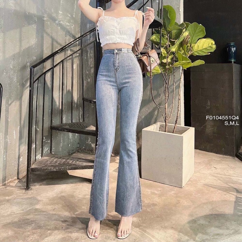 Về sll  🌺 Quần jean dài ống loe lưng cao! HÀNG VNXK