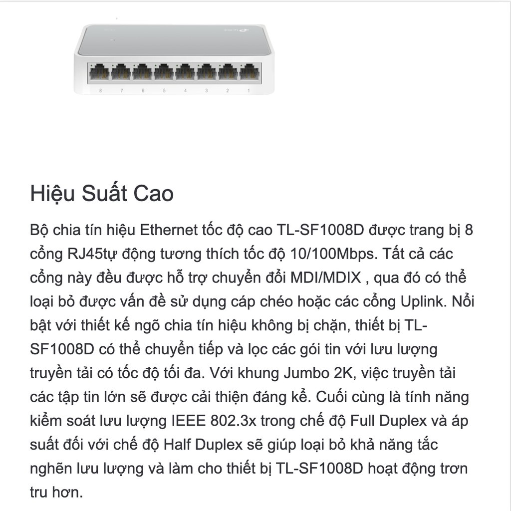 Bộ Chia Mạng Switch TP-Link 5 Port TL-SF1005D Chính Hãng TP- Link