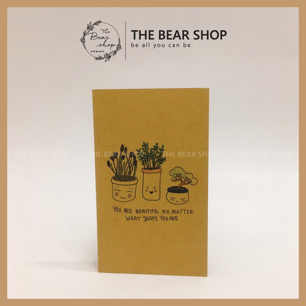 Sổ tay ghi chép handmade vintage - Kích thước 18.5x11cm 100 trang giấy kraft - The Bear Shop